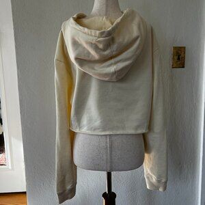 AllSaints Cream Cropped Hoodie Sweatshirt - Size S